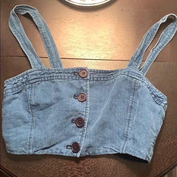 Wilfred Tops - Denim Linen crop top